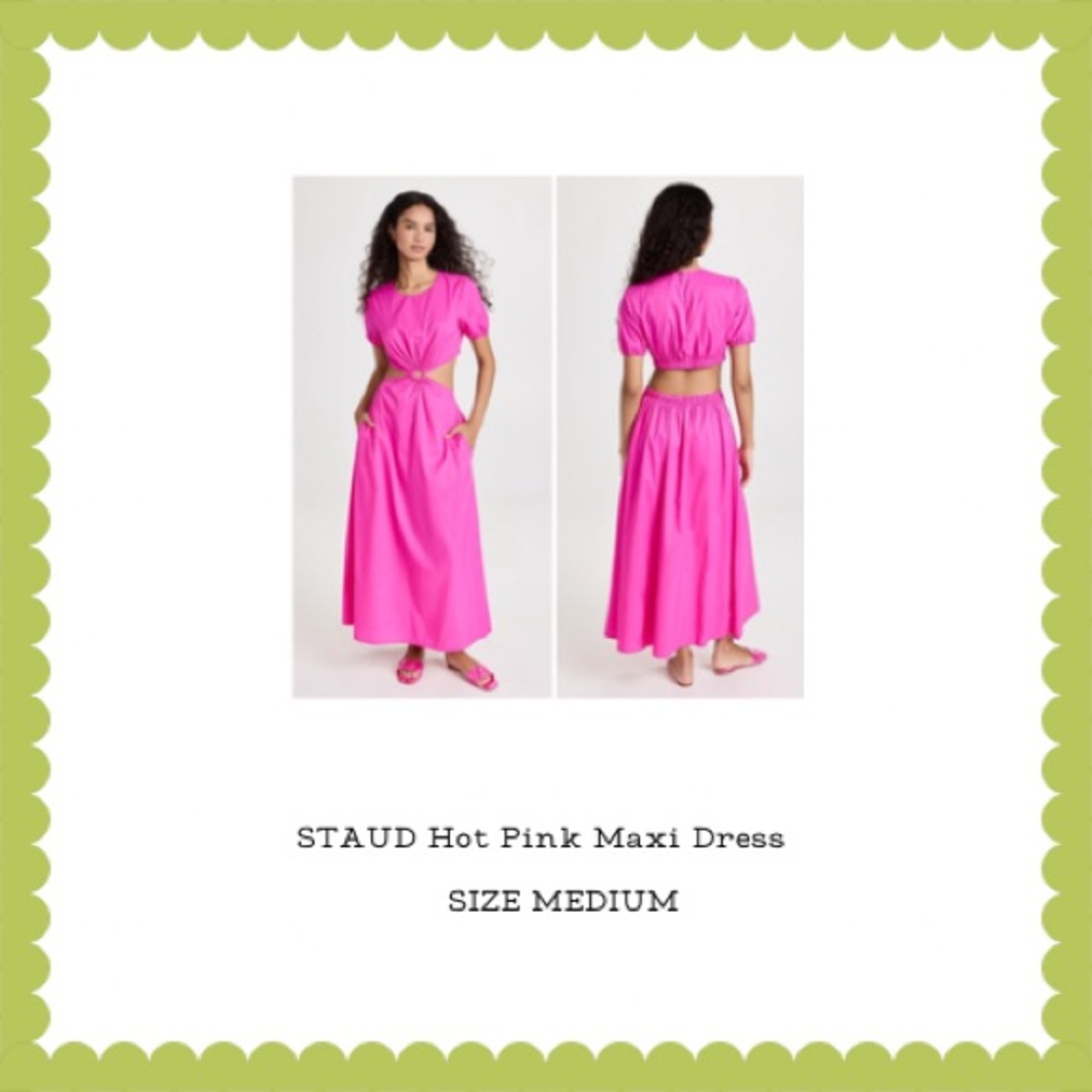 STAUD Hot Pink Maxi Calypso Dress